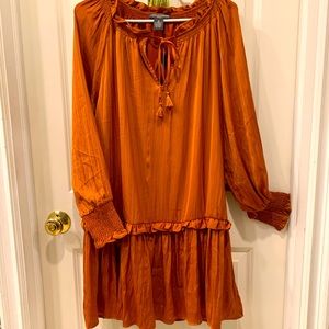 Burnt Orange flowing smock dress size M